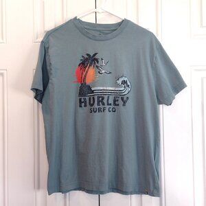 Hurley Graphic Tee Shirt - Mens Medium - Green w/ Frontal Print - like new